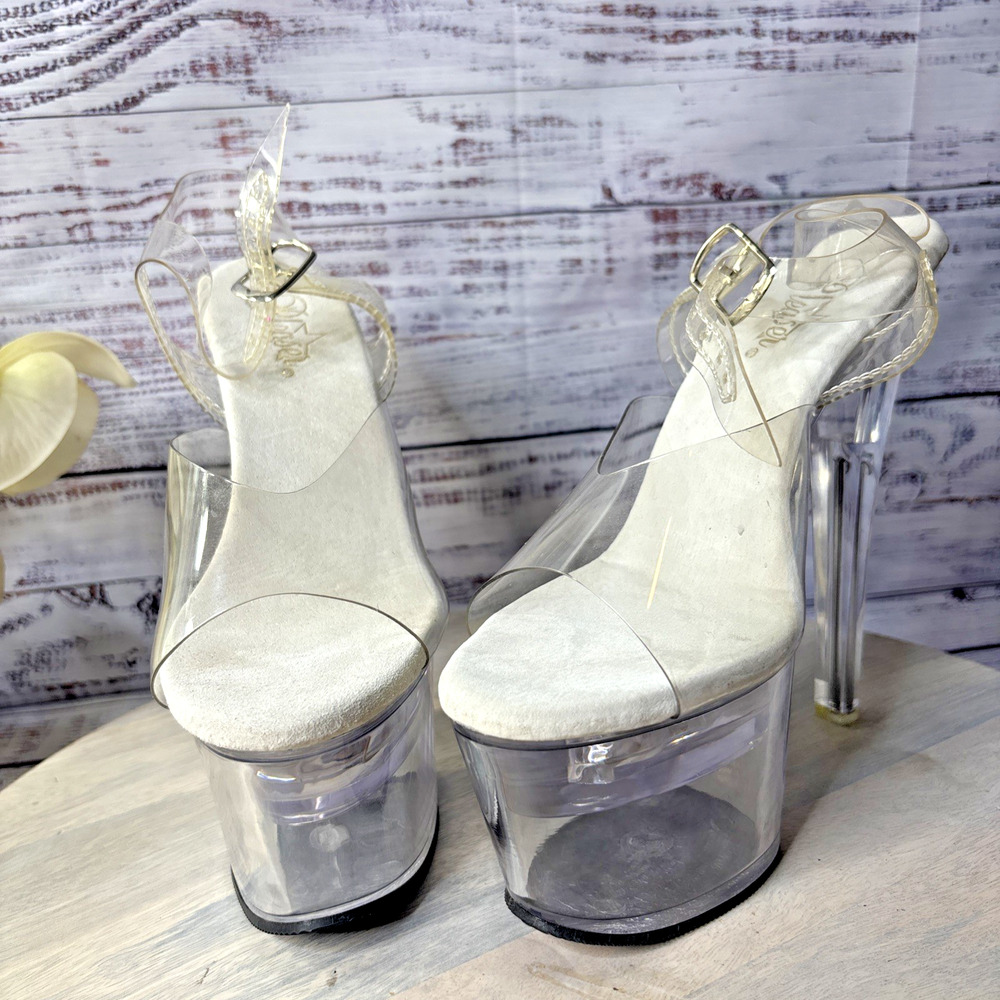 Pleaser XTREME Light Up Clear Platform Heels Size 8 *READ - ONLY ONE LIGHTS